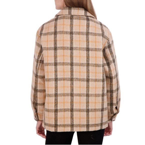Sebby Women's Button Down Beige and Black Plaid Jacket NWT XL - Picture 3 of 8